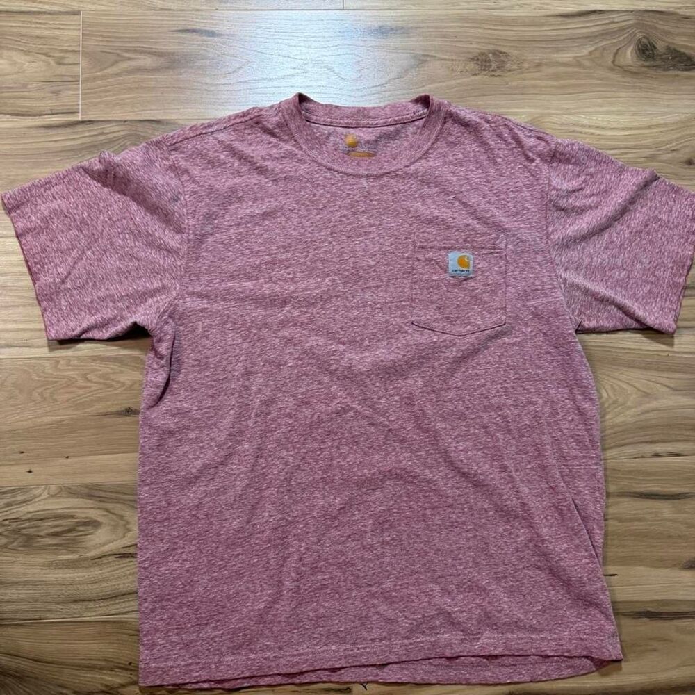 Carhartt red heather pocket tee workwear durable Size Large